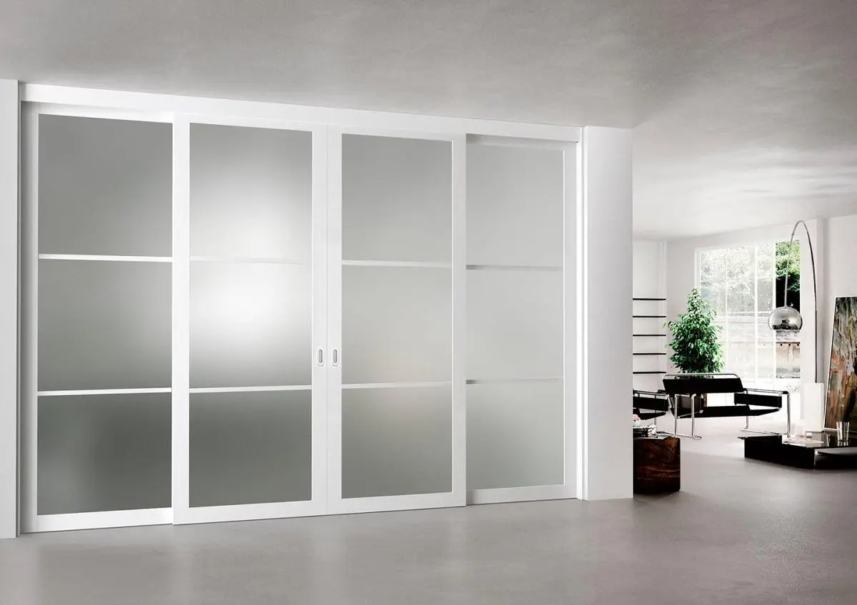 Elegance Aurora, Laccato Bianco, vetro Acidato.