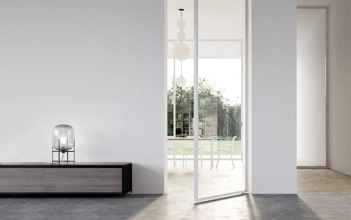 Quadra, bilico, bianco, vetro neutro extrachiaro.