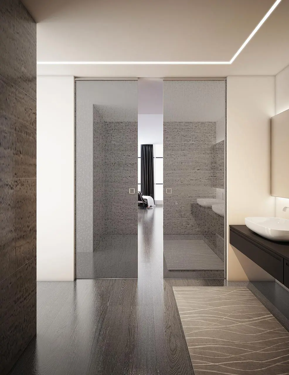 Sinthesy Light, a scomparsa, vetro Extramirror Fume, decoro Macrame.