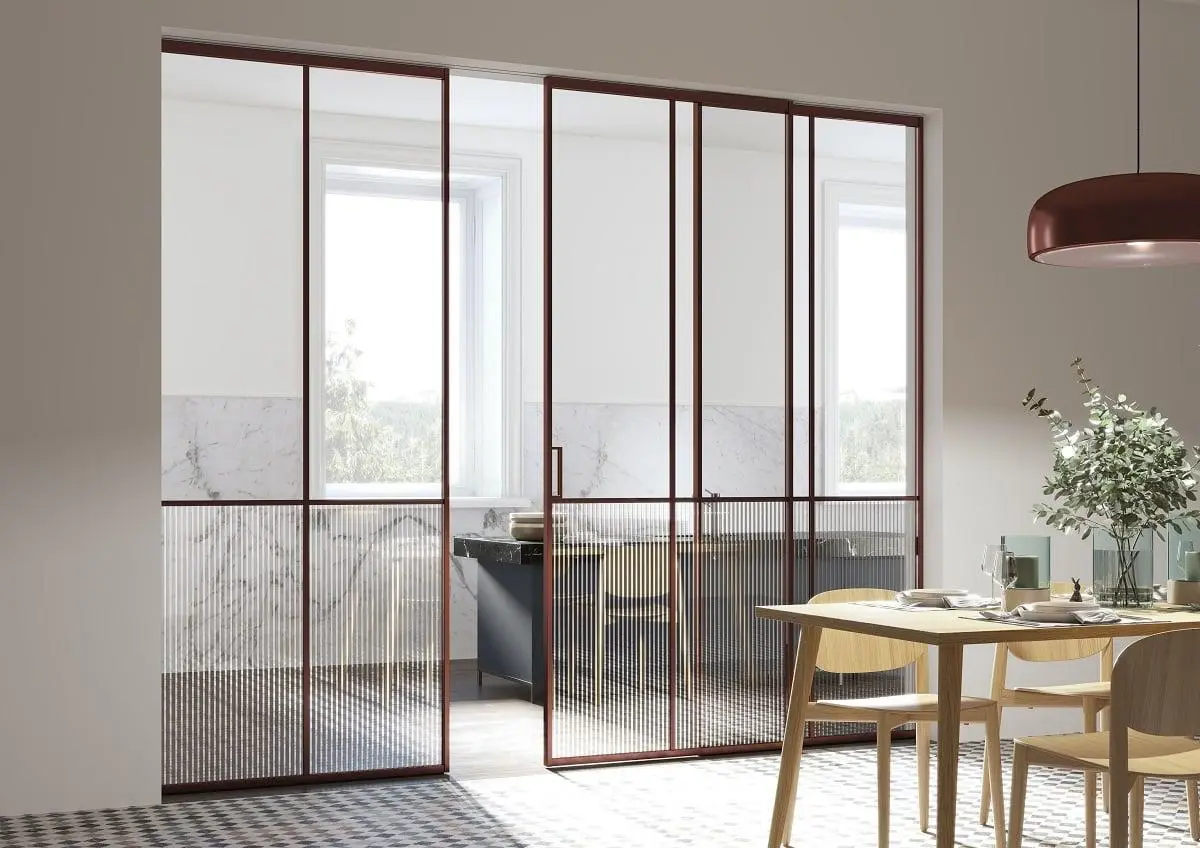 Factory TV2, Rame, vetro Trasparente extrachiaro, decoro Cannete.