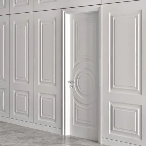 Стеновые панели COVER, GRAND, модель GR03, матовая эмаль L01 Bianco. Дверь GRAND, модель GR01.