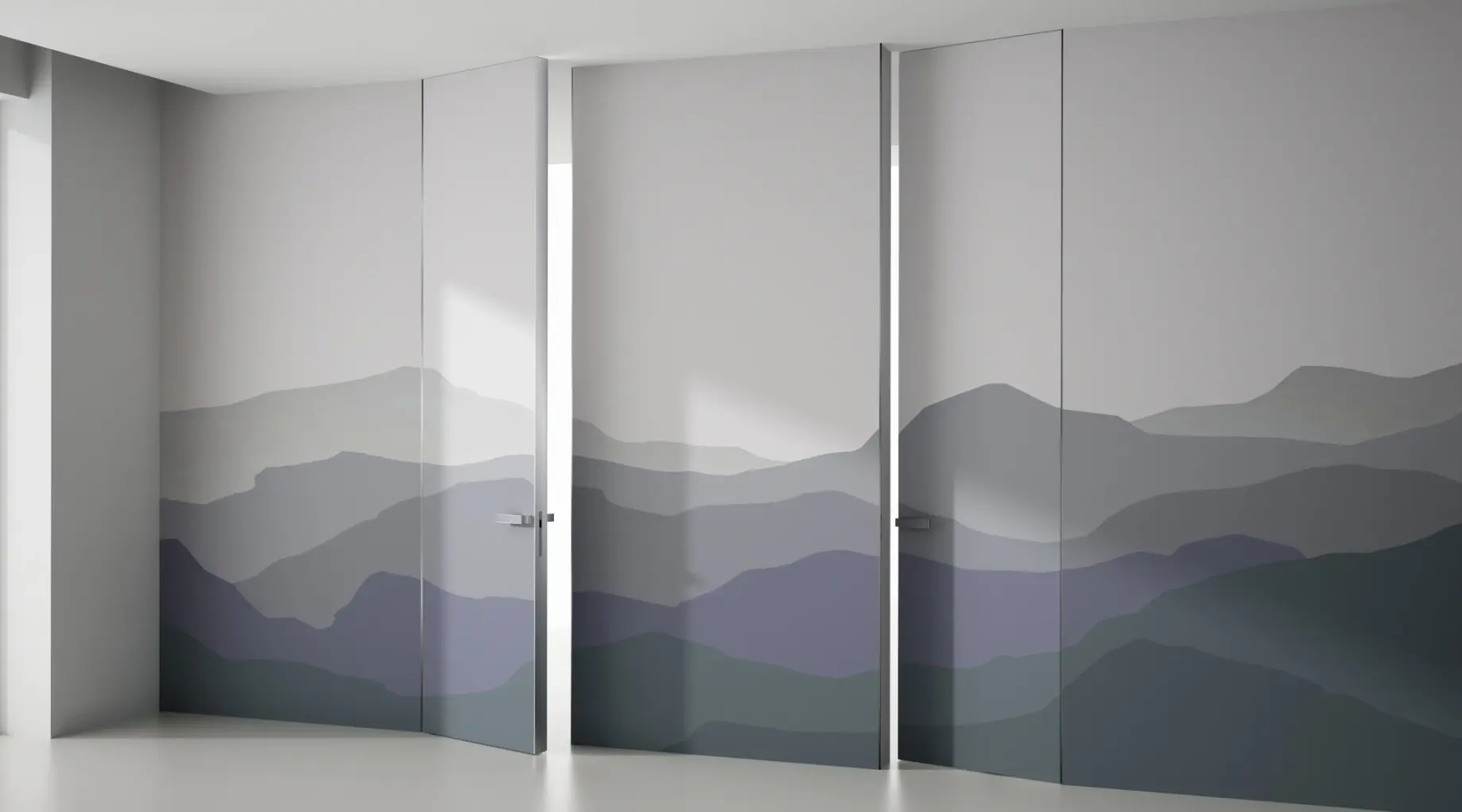 Белая дверь, либо дверь окрашенная в светлые цвета вместе со стеной - делают помещение визуально просторнее