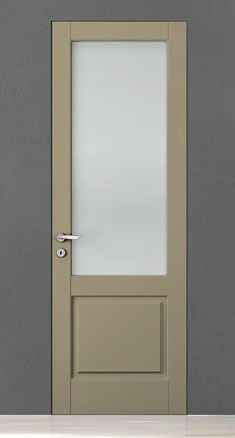 CORDA-60, модель 103V, матовая эмаль L11 Tortora, стекло Satinato Bianco, скрытый короб INVISIBLE.