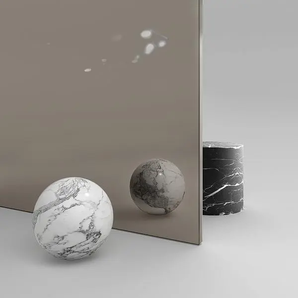 Отделка полотна - безопасное зеркало бронзовое с двух сторон.