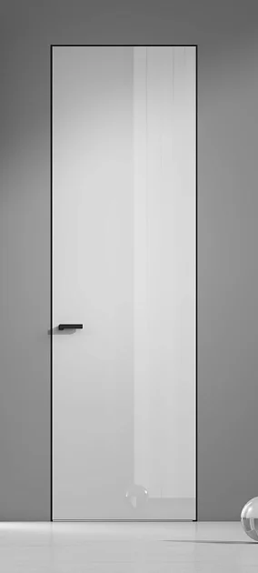 UNION, LAGO-60/s. Крашеное глянцевое стекло, алюминиевый каркас полотна. Скрытый короб с полотном толщиной 6 см. 80х240см.