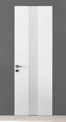 Дверь на скрытом коробе со стеклом TREND-60 TR14 Bianco. Матовая эмаль