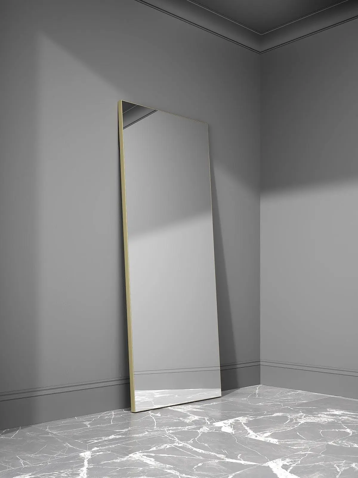 mini-Зеркало ALBA, модель LG, зеркало M01 Mirror, алюминиевый профиль в цвете AL03 Soft Gold.
