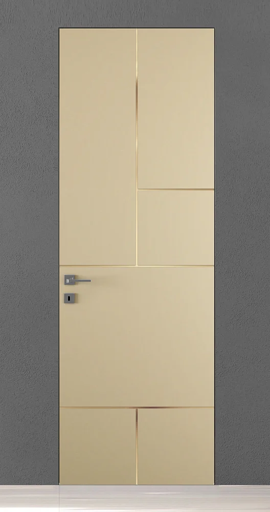 TREND-60, модель TR18m, матовая эмаль L03 Avorio, молдинг в цвете Gold. "Скрытый" короб INVISIBLE.