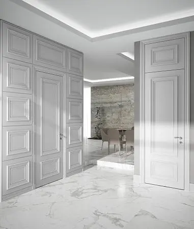 Стеновые панели COVER, PRIMA, матовая эмаль L01 Bianco. Дверь PRIMA, модель P.