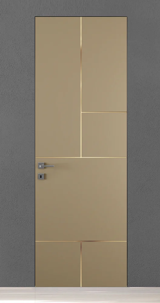 TREND-60, модель TR18m, матовая эмаль L11 Tortora, молдинг в цвете Gold. "Скрытый" короб INVISIBLE.