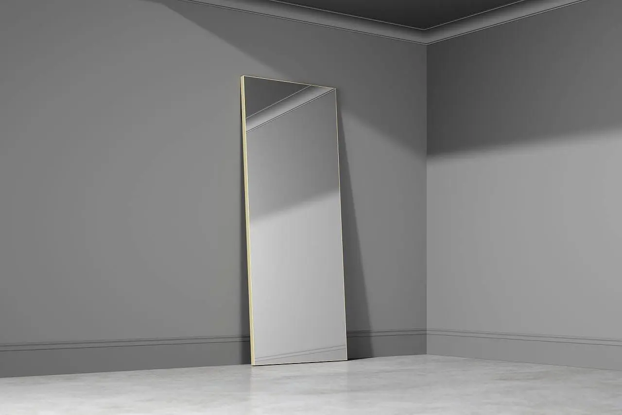 mini-Зеркало ALBA, модель LG, зеркало M01 Mirror, алюминиевый профиль в цвете AL03 Soft Gold.