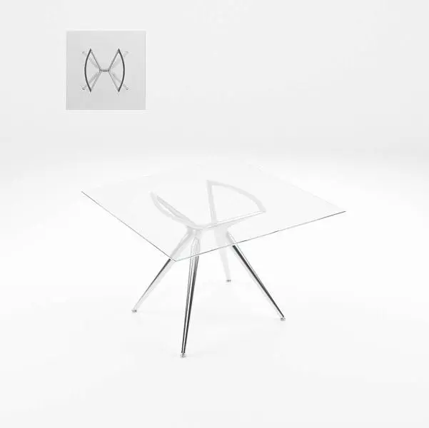 Стол MILAN. Столешница - стекло закаленное GT02 Trasparente Grafite. Основание: алюминий, сталь - отделка Chrome.