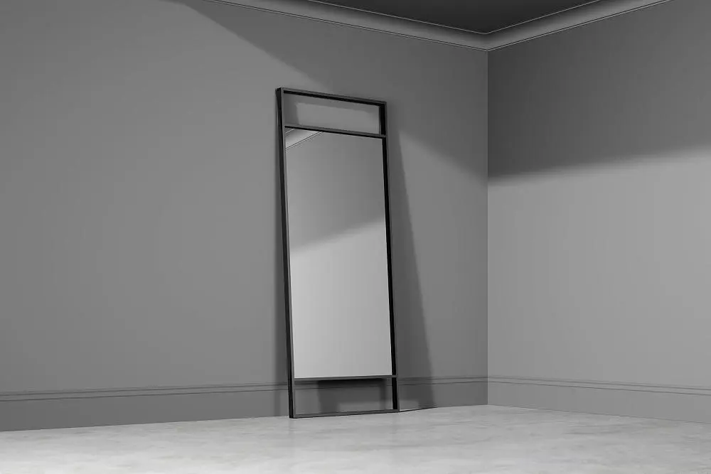 Зеркало ALBA, модель SL, зеркало M01 Mirror, алюминиевый профиль в цвете AL08 Black.