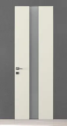 Дверь на скрытом коробе со стеклом TREND-60 TR14V Bianco Night. Матовая эмаль