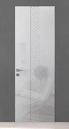 Глянцевая дверь в стиле "неоклассика" TREND-60 TR15, Bianco Gloss. Скрытый короб