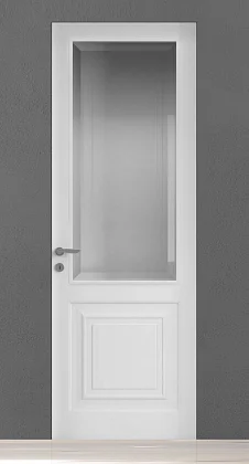 Межкомнатная дверь со стекломGRAND-60, GR03V, Bianco. Эмаль. Скрытый короб