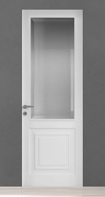 GRAND-60, GR03V, матовая эмаль Bianco, стекло Satinato Bianco Diamante, скрытый короб INVISIBLE.