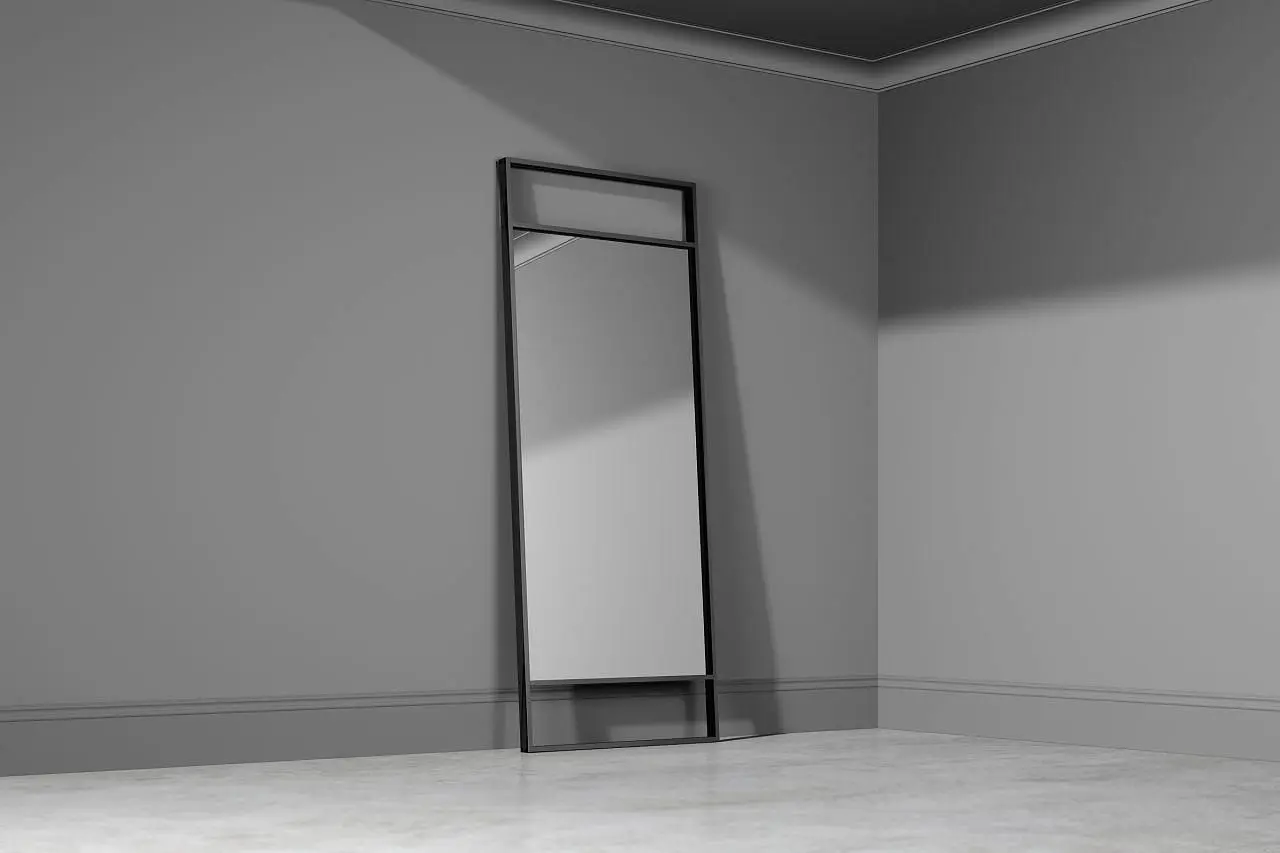 mini-Зеркало ALBA, модель SL, зеркало M01 Mirror, алюминиевый профиль в цвете AL08 Black.