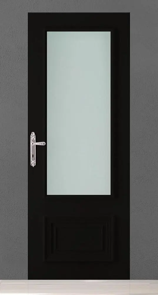 PRIMA-60, V, матовая эмаль Nero, стекло Satinato Bianco, скрытый короб INVISIBLE.