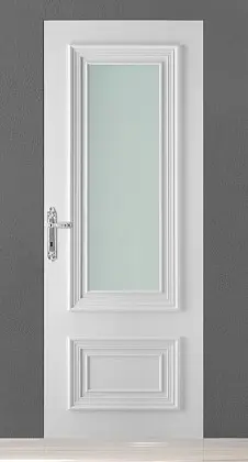 Классическая дверь со стеклом PRIMA-60 VD Bianco. Эмаль. Скрытый короб