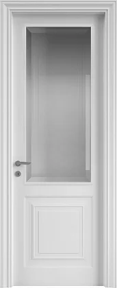 Межкомнатная дверь GRAND GR03V Bianco. Матовая эмаль, стекло