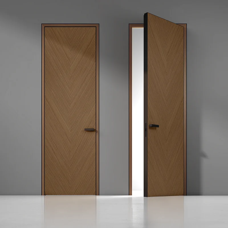 FILO-60, Alu, модель Valetti, V16 Noce Canaletto, AL07 Dark Brown. Дверь с теневым зазором.