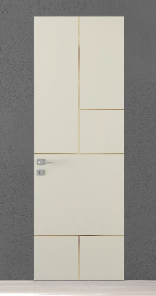 TREND-60, модель TR18m, матовая эмаль L02 Bianco Night, молдинг в цвете Gold. "Скрытый" короб INVISIBLE.