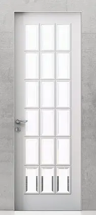 Классическая дверь со стеклом LEVEL-60, U02i, Bianco. Эмаль. Скрытый короб