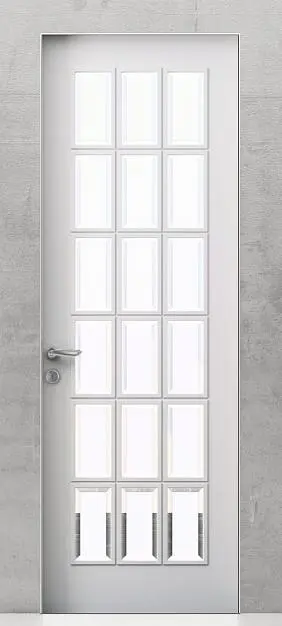 LEVEL-60, U02i, матовая эмаль Bianco, стекло Satinato Bianco с фацетом, "скрытый" короб.