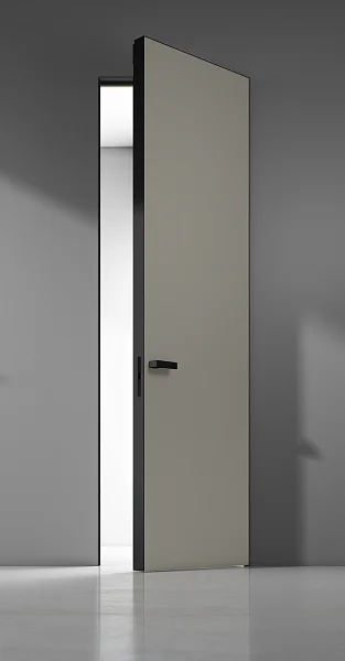 FILO-60, Alu, декоративный композитный материал "кожа латте", алюминиевая торцевая кромка и скрытый короб в чёрном цвете.