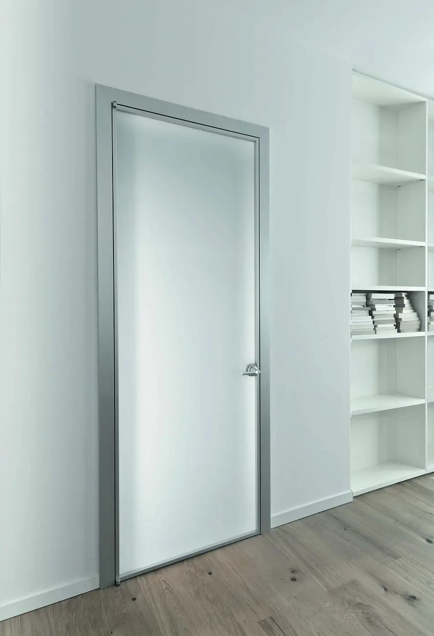 BATTCC STP45 PRIMA product door frosted glass aluminium jambs.