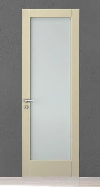 CORDA-60, модель 101V, матовая эмаль L03 Avorio, стекло Satinato Bianco, скрытый короб INVISIBLE.