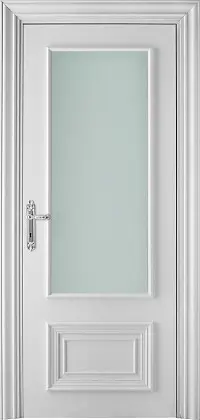 Классическая дверь со стеклом в матовой эмали PRIMA V Bianco