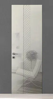 Глянцевая дверь в стиле "неоклассика" TREND-60 TR15 Bianco Night Gloss. Скрытый короб