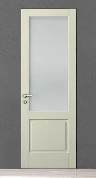 CORDA-60, модель 103V, матовая эмаль L02 Bianco Night, стекло Satinato Bianco, скрытый короб INVISIBLE.