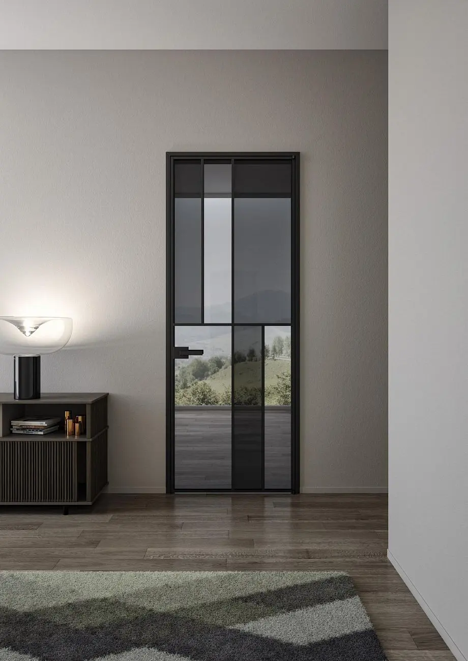 BATTCC STPSLM CELINE product door black frame glass fume dark grey.