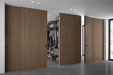 mini-Стеновые панели КОВЕР, ЮНИФЛЕКС-3D | COVER, UNIFLEX-3D, модель Стэп | Step.  Дверь ЮНИФЛЕКС-3D | UNIFLEX-3D. Натуральный шпон US16 Орех Каналетто.