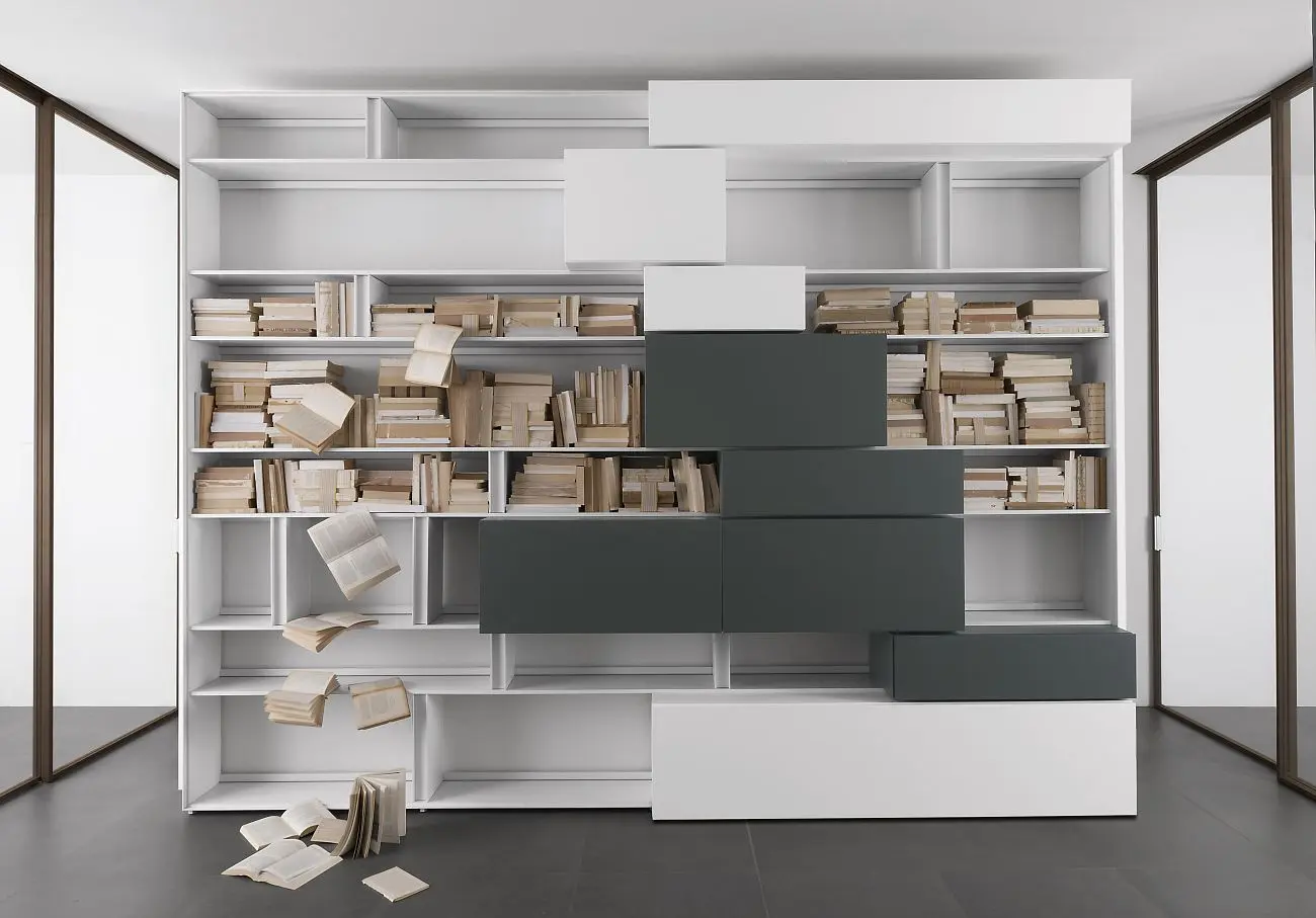 LIBR APRT LINE product bookcase white grey
