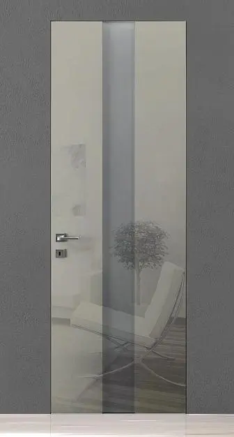 TREND-60, модель TR14V, глянцевая эмаль LG06 Grigio Seta Gloss, стекло GS04 Satinato Bianco, скрытый короб INVISIBLE.