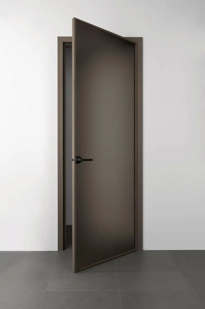 BATTCC STP45 BEAT product door wood profile frosted bronze glass open.