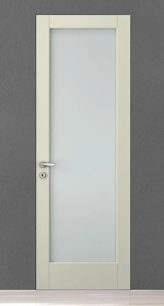 CORDA-60, модель 101V, матовая эмаль L02 Bianco Night, стекло Satinato Bianco, скрытый короб INVISIBLE.