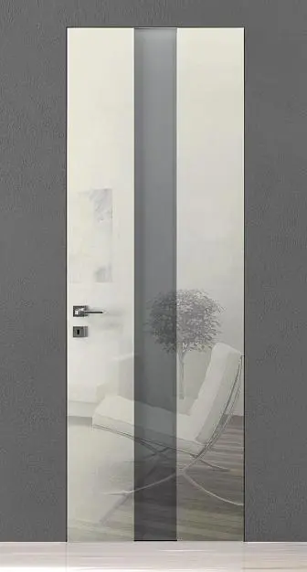 TREND-60, модель TR14V, глянцевая эмаль LG02 Bianco Night Gloss, стекло Satinato Bianco TR, скрытый короб INVISIBLE.