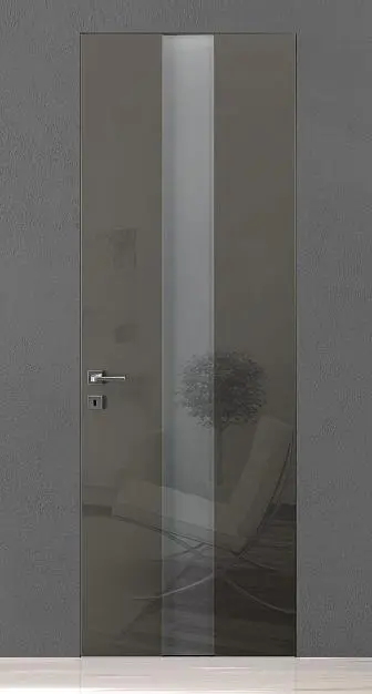 TREND-60, модель TR14V, глянцевая эмаль LG14 Ombra Gloss, стекло GS04 Satinato Bianco, скрытый короб INVISIBLE.