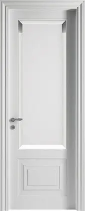 Межкомнатная дверь GRAND GR03V Bianco. Матовая эмаль, стекло