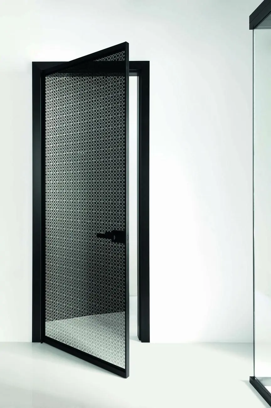 BATTCC STP45 QUADRA product door printed glass fume black jambs.