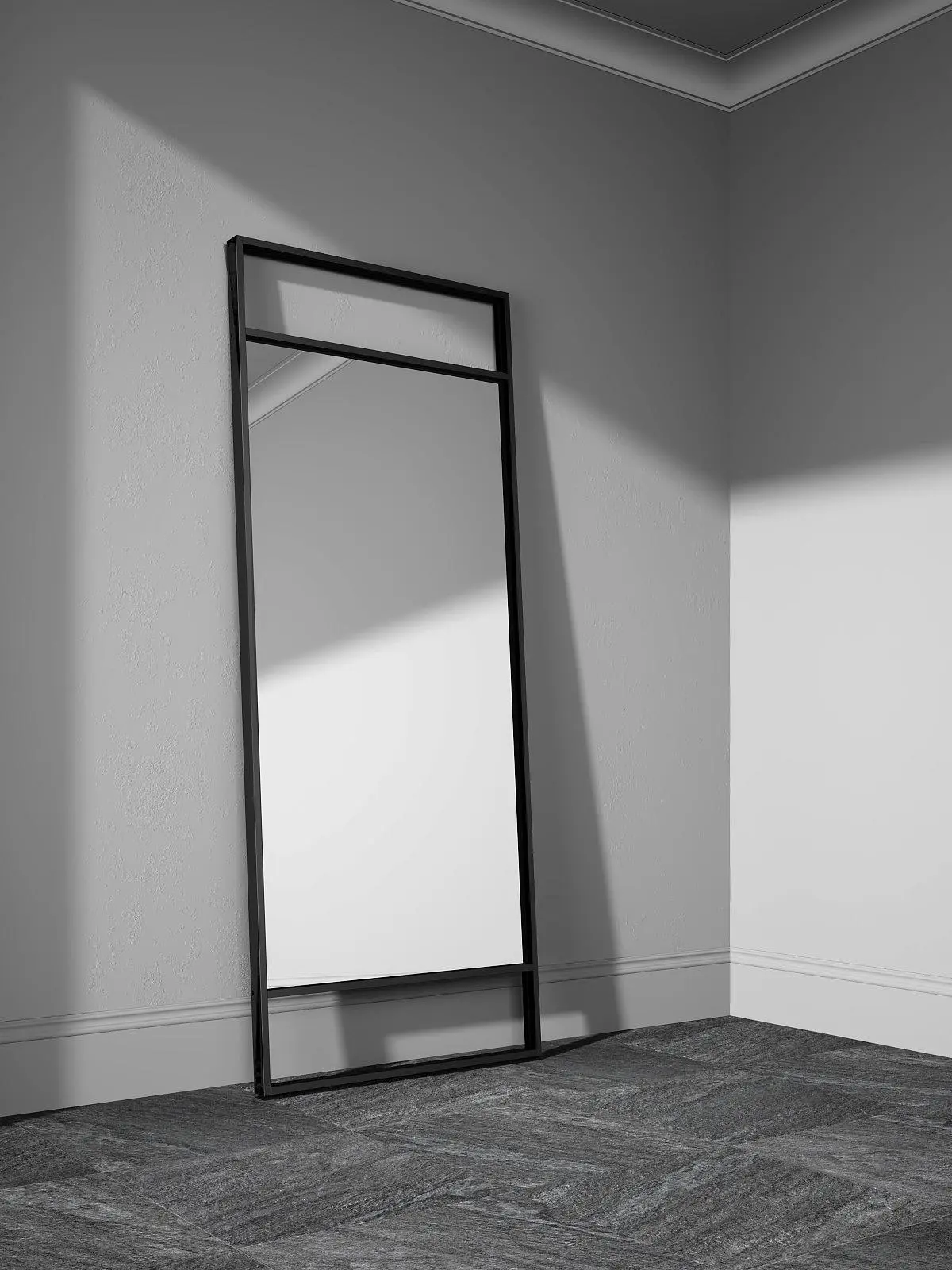 mini-Зеркало ALBA, модель SL, зеркало M01 Mirror, алюминиевый профиль в цвете AL08 Black.
