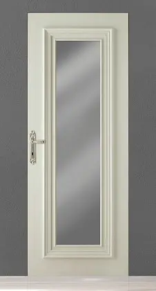 Классическая дверь с зеркалом PRIMA-60 PU Bianco Night зеркало. Эмаль. Скрытый короб