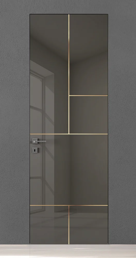 TREND-60, модель TR18m, глянцевая эмаль LG13 Rocca Gloss, молдинг в цвете Gold. "Скрытый" короб INVISIBLE.