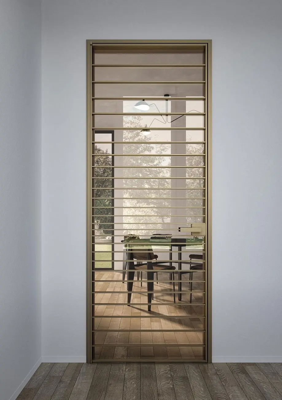 BATTCC STPSLM RI-TRAIT-8b product door bronze frame glass reflex.
