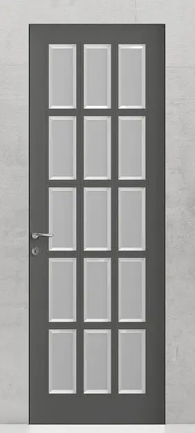 LEVEL-60, U02i, матовая эмаль Grigio Fume, стекло Satinato Bianco с фацетом, "скрытый" короб.